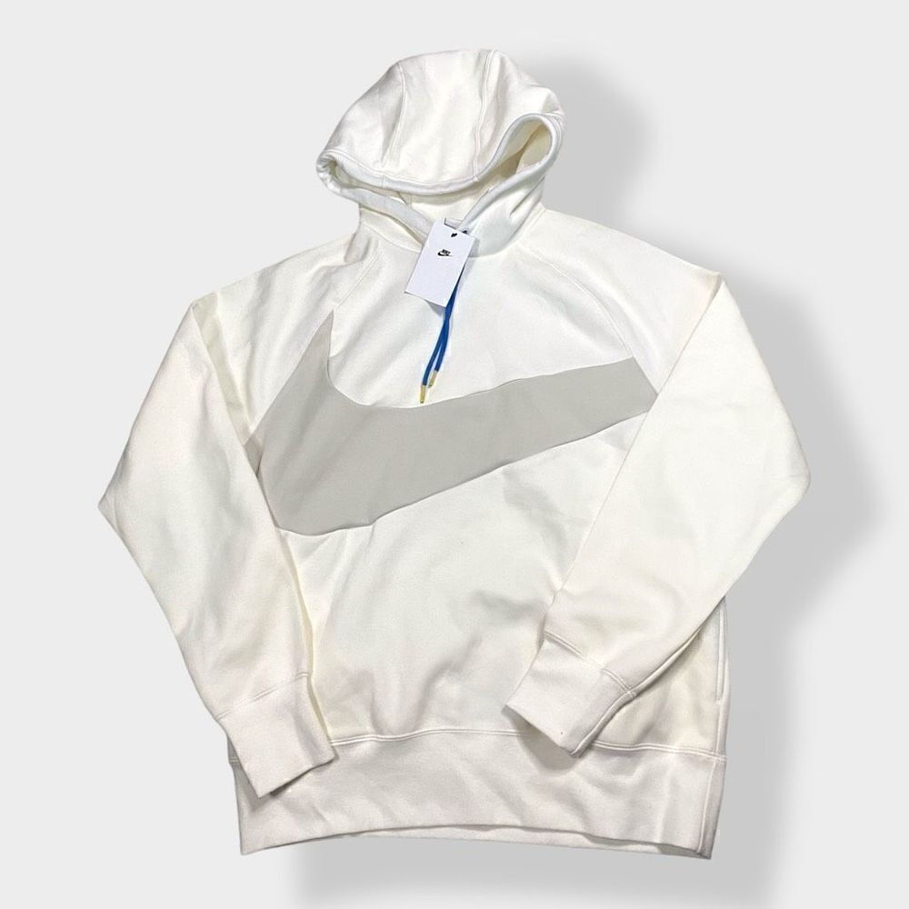 Nike Sportswear Big Swoosh Tech Fleece Pullover Hoodie White DD8222-133 size M